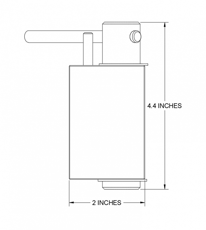 Side view of HM1-08 CAD Diagram with dimensions