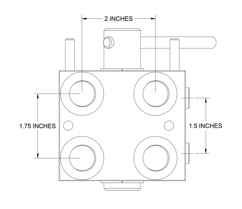 Back view of HM1-08 CAD Diagram with dimensions