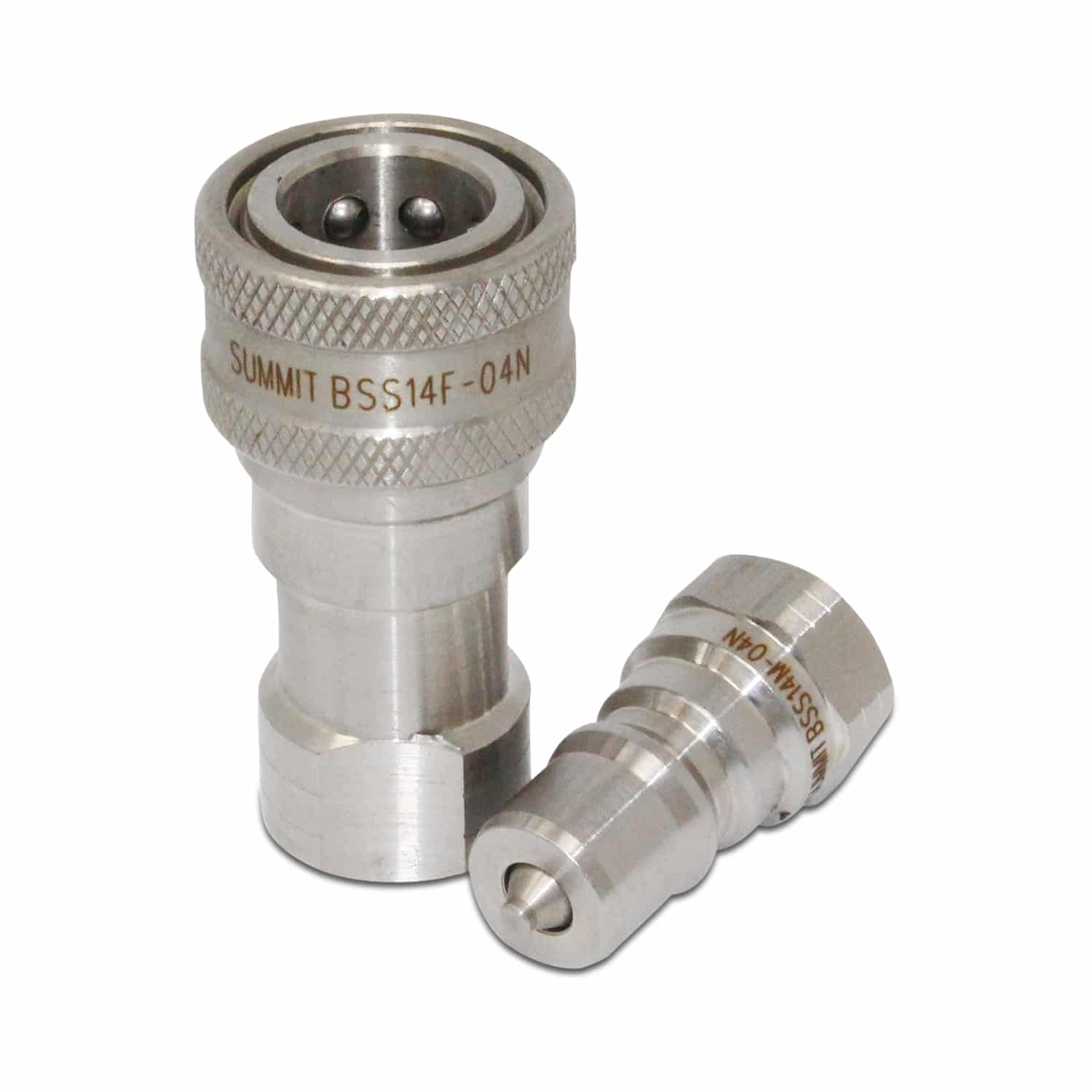 1/4" NPT ISO 7241-B Stainless Steel Quick Disconnect Hydraulic Coupler Set