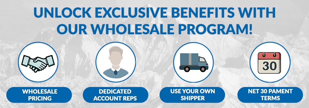Condensed graphic banner showing the benefits of Summit Hydraulics' wholesale program