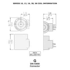 HydraForce 6356012 Solenoid Valve Coil, 3 Prong DIN Connector, 12v DC, 10 Series