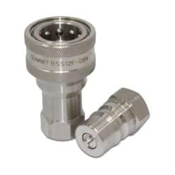 1/4" NPT ISO 7241-B Stainless Steel Quick Disconnect Hydraulic Coupler Set