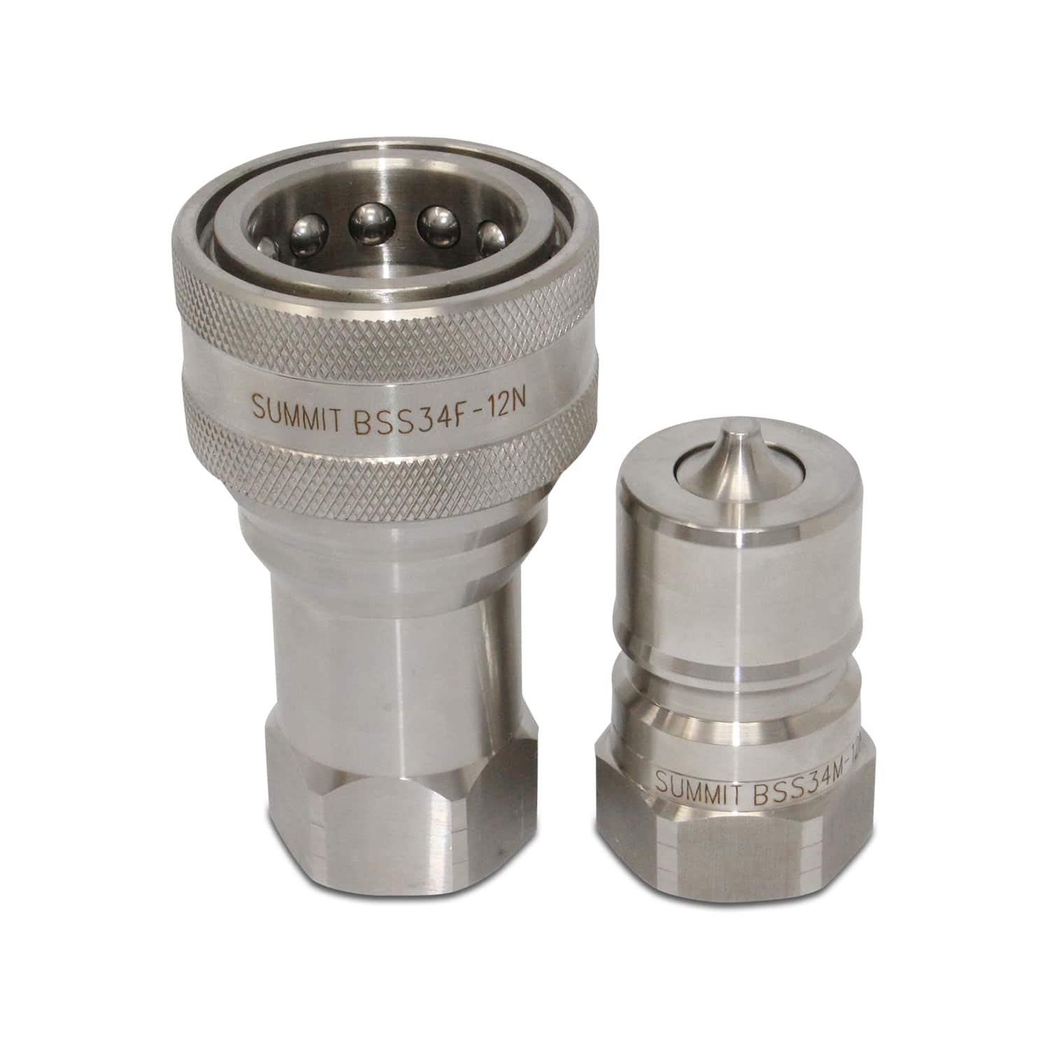 3/4" NPT ISO 7241-B Stainless Steel Quick Disconnect Hydraulic Coupler Set