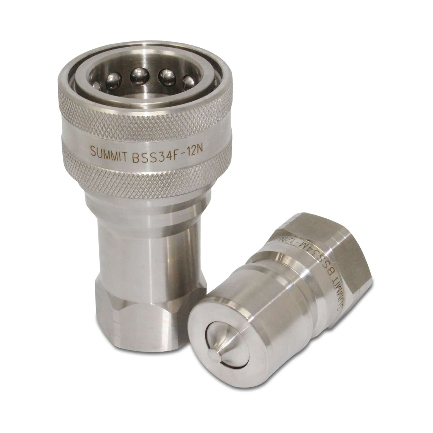 3/4" NPT ISO 7241-B Stainless Steel Quick Disconnect Hydraulic Coupler Set