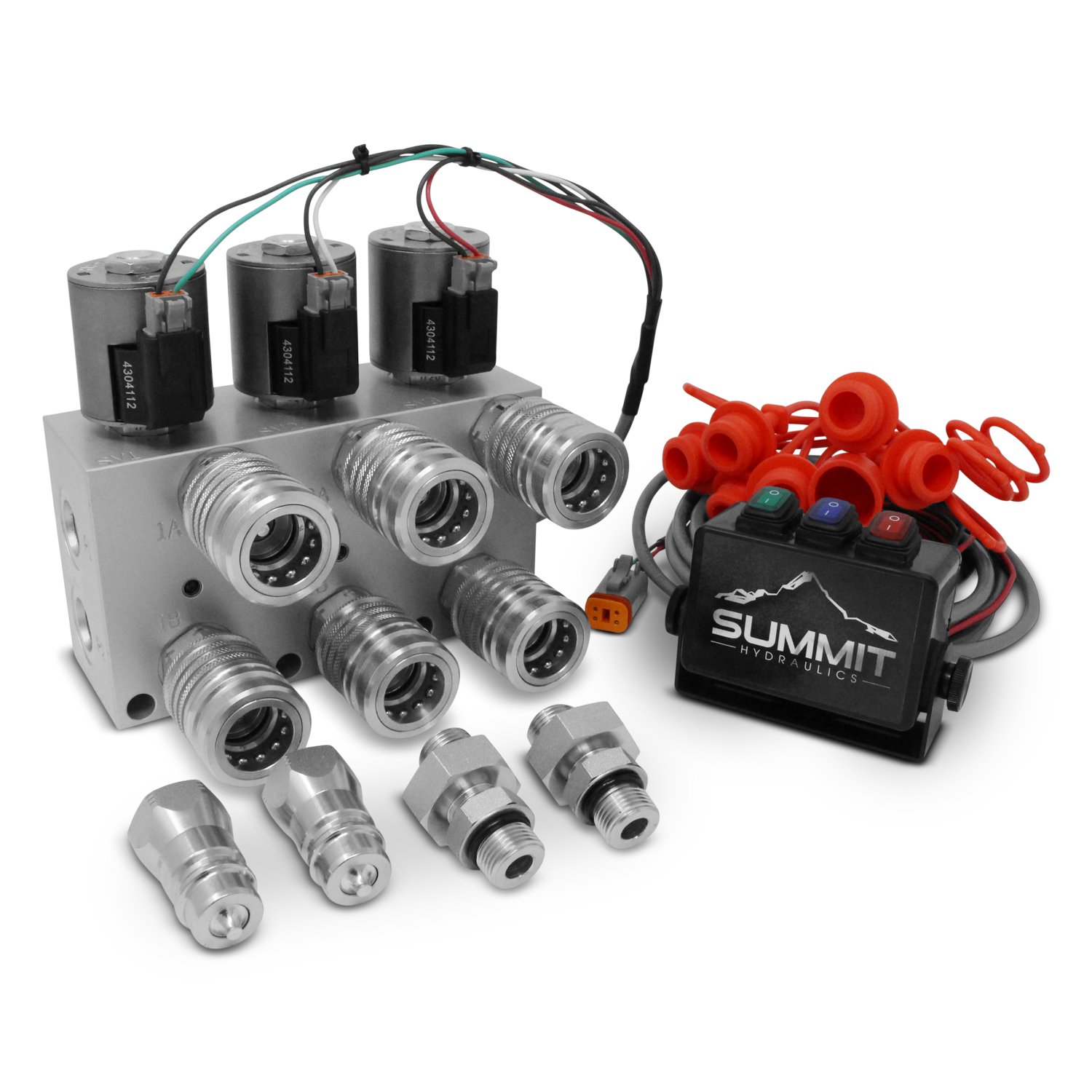 Hydraulic Multiplier Kit, 3 Circuit Selector Valve Including Couplers and Switch Box Control