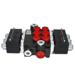 Hydraulic Monoblock Solenoid Control Valve, 3 Spool, 13 GPM, 12V DC