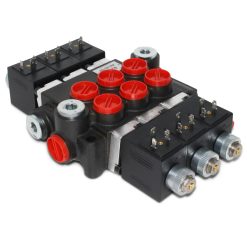 Hydraulic Monoblock Solenoid Control Valve, 3 Spool, 13 GPM, 12V DC