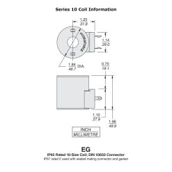 HydraForce 4305882 Solenoid Valve Coil, 3 Prong DIN Connector, 12v DC, 10 Series