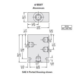Hydraforce 7024860 Valve Housing, 4-Way, Size 08, #6 SAE Ports