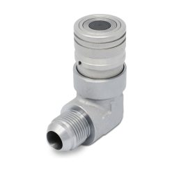 90 Degree Female Flat Face Hydraulic Quick Connect Coupler Set, 3/4″ JIC Male Thread