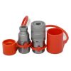 1/4" Flat Face Hydraulic Quick Connect Coupler Set, 1/4" NPT Thread