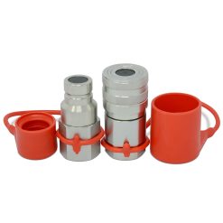 3/4" Flat Face High Flow Hydraulic Quick Connect Coupler Set, 1" NPT Thread