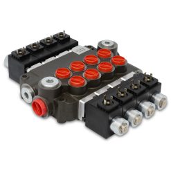 Hydraulic Monoblock Solenoid Directional Control Valve, 4 Spool, 21 GPM, 12V DC