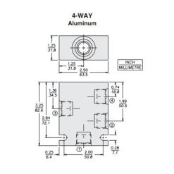 Hydraforce 7024480 Manifold Valve Body Housing, 4-Way, #8 SAE Ports, Size 10