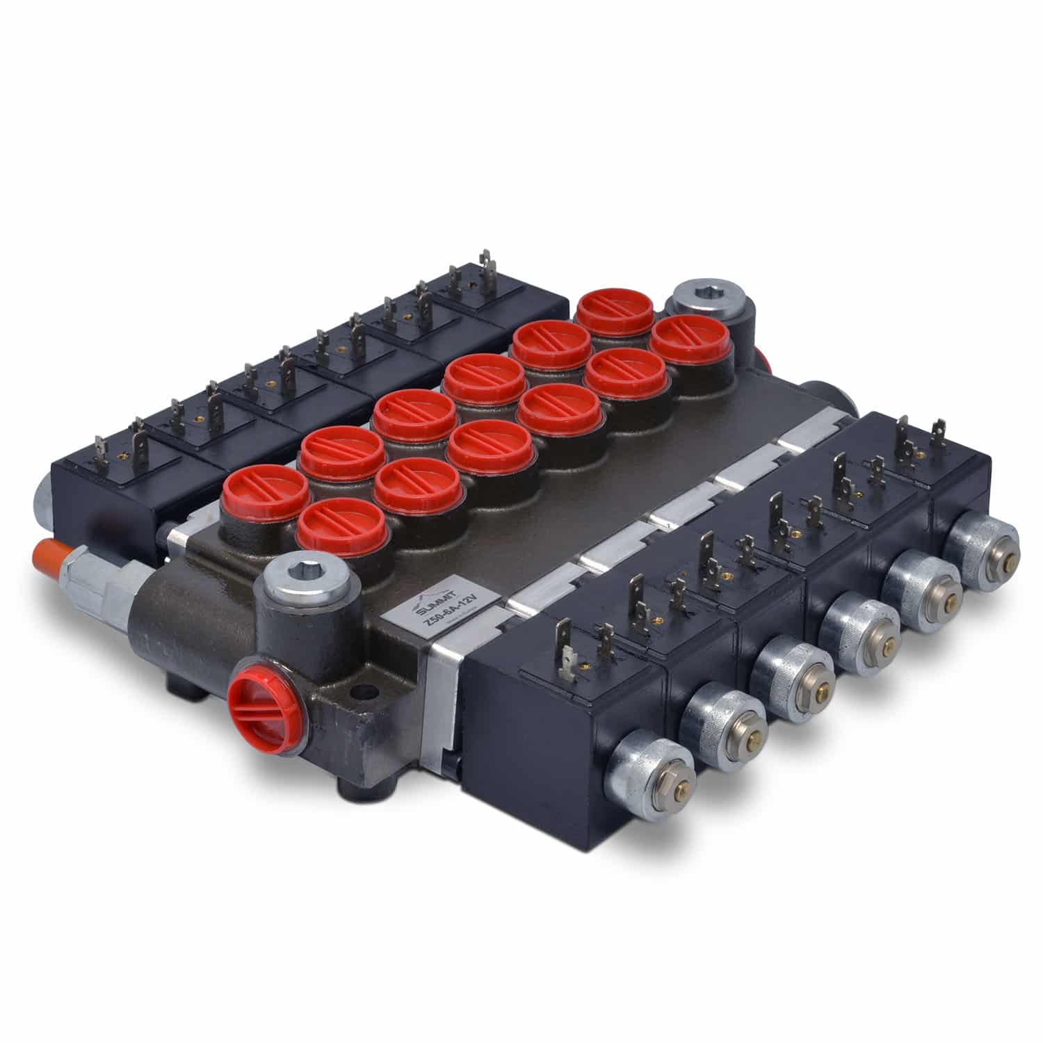 Hydraulic Monoblock Solenoid Directional Control Valve, 6 Spool, 13 GPM, 12V DC