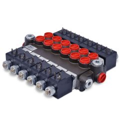 Hydraulic Monoblock Solenoid Directional Control Valve, 6 Spool, 13 GPM, 12V DC