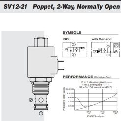 Hydraforce SV12-21-0-N-00 Solenoid Poppet Cartridge Valve, 2-Way