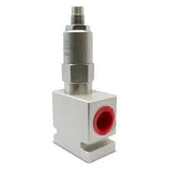 Side view of Adjustable Pressure Relief Valve; Direct Acting; 20 GPM; 3000 PSI; #8 SAE (3/4 – 16 ORB)
