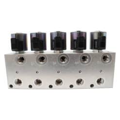 Front view of 5 circuit hydraulic multiplier valve
